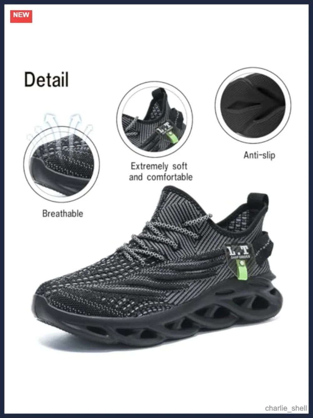 Mens Lightweight Breathable Mesh Running Sneakers Lace-Up Athletic Shoes